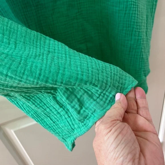 Chicos 100% gauze cotton roll tab sleeve collared dress. Preppy. Lightweight. 20 - Picture 3 of 11